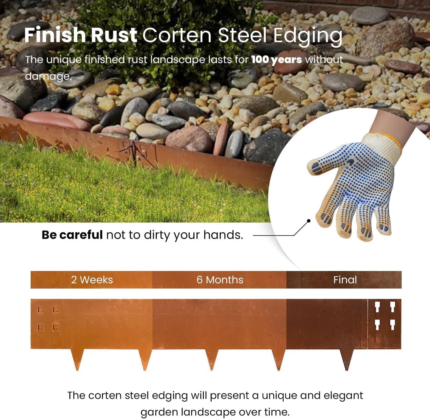 Corten Steel Edging Steel Landscape Edging Metal Garden Edging 8 Inch Metal Landscape Edging Landscaping Rusted 40 Inch Strips Patina 6 pcs Edge for Yard Lawn Outdoor by GZGNEEVL