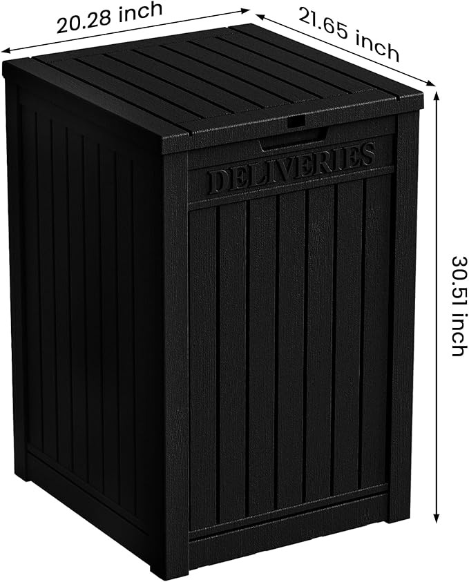 55GAL Black Outdoor Deck Box with Lock - SGS - Certified UV Protection, Weatherproof for All - Season Use, Great for Storing Tools and Small Items, Easy to Assemble