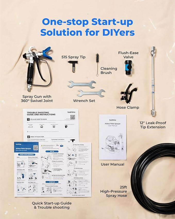 Toolrhino Airless Paint Sprayer for House Painting, DIY Beginners' Choice with Accessories Storage Space, Lightweight Design, Thinning-Free & Quick Clean for 5 Gallon DIY Painting Projects