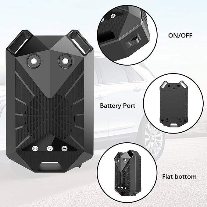 Tirgo 2PCS Car Rodent Repeller Under Hood, Ultrasonic Plug-in Mouse Repellent with Strobe Light, Battery Powered Keep Mice Out of Cars Engines, Indoor, Outdoor, Garage, Hoom (Eagle)