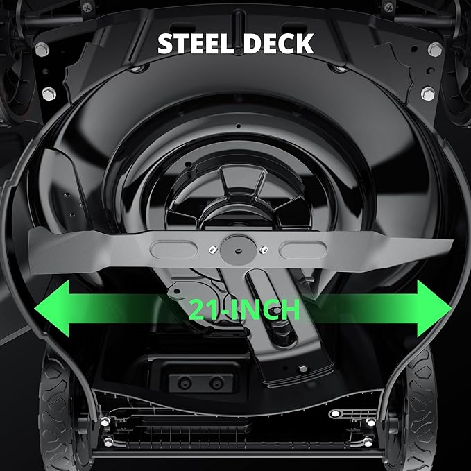 21-Inch 3-in-1 Gas Lawn Mower, Self Propelled with 170cc 4-Stroke Engine, 6-Position Adjustable Cutting Height, Side Discharge, Mulching & Rear Bag, High-Wheel Push Mower for Yard & Garden