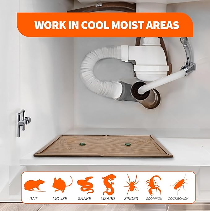 12 Pack Glue Mouse Traps Indoor for Home, Large Sticky Mouse Traps for Inside House, Pre-Baited Adhesive Non-Toxic Glue Traps for Mice Rats, Snakes, Lizard, Insect(13.5" x 8.5")