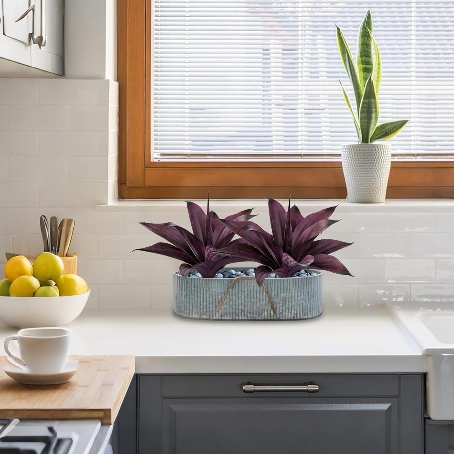 Fake Plants Artificial Agave Plants Indoor,UV Resistant Fake Agave Planters Outdoor Decorating Artificial Plants for Outdoors Decor Agave (2Pack,12.6'Purple) Spring Decorations for Home