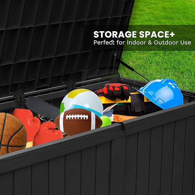 Heavy Duty Storage Box,230 Gallon Black Outdoor Storage Box is Made of Resin for Outdoor, Patio or Indoor Use.