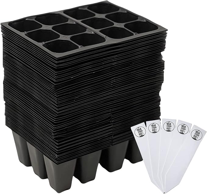 The Hydroponic City Seedling Starter Trays (120 Trays - 720 Cells Total) + Plant Stakes