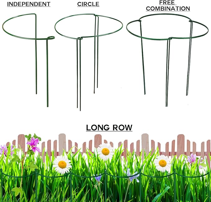 LEOBRO Plant Support Stakes, 4 PCS Plant Stakes, Plant Support, Peony Cages and Supports, Garden Stakes, Plant Stakes for Indoor Outdoor Plants, Hydrangea Support Cage, 10" W x 15.8" H