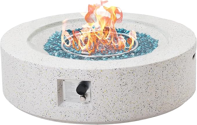 NAGA HABNA 41 Inch Propane Fire Pit Table, Rectangle Outdoor Fire Table w Blue Fire Glass (50,000 BTU), Gas Fire Pit w Waterproof Cover for Garden, Pool, Backyard