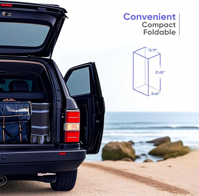 Collapsible Foldable Wagon Cart with 330lbs Weight Capacity, Heavy Duty Folding Wagon Cart with Big All-Terrain Wheels & Drink Holders. Blue