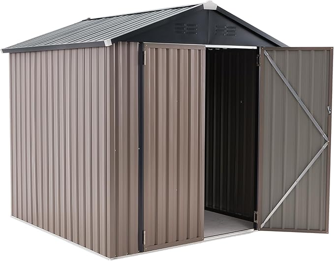 U-MAX 6x6 Storage Sheds & Outdoor Storage, Small Outdoor Storage Garden Outside Shed kit, Galvanized Metal Utility Shed for Backyard, Patio and Lawn