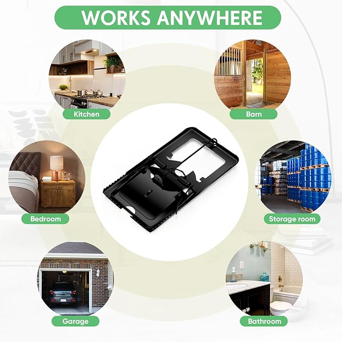 Qualirey 24 Pcs Classic Metal Rat Traps Reusable Mouse Trap Humane Effective Snap Rat Killer That Work for Indoor Outdoor Mice Voles and Small Rodents Control(Black)