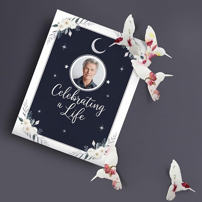 Set of 24 Pink Hummingbird Seed Paper – Plantable Seed Paper Embedded with Wildflower Seeds for Funeral, Memorial & Other Milestone Celebrations