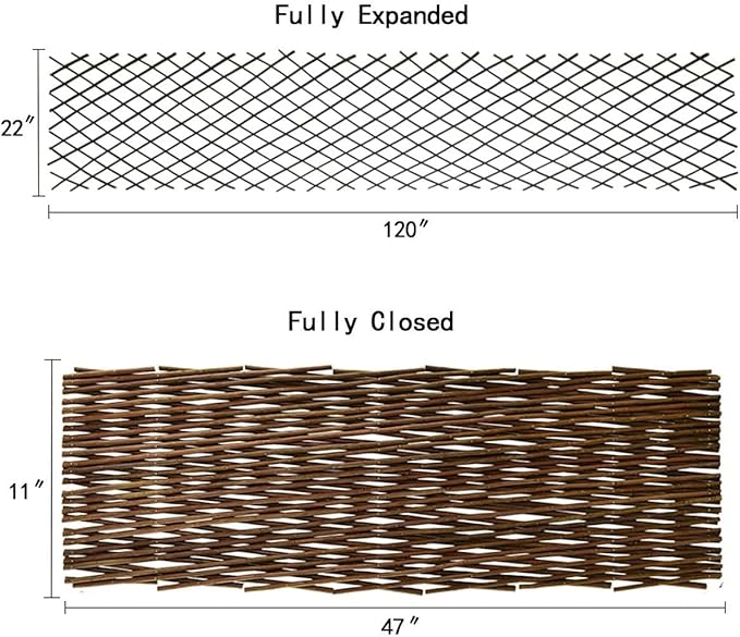 Expandable Willow Lattice Fence Panel Plant Support Garden Trellis Willow Trellis Fence for Climbing Plants Vine Ivy Rose Cucumbers Clematis Outdoors Garden Yard,36X92 Inch(4PC)