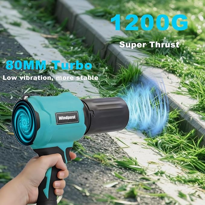 Small Cordless Leaf Blower,Leaf Blower Cordless 300,000RPM Turbo Jet Blower, with 1 X 24VX 4.0Ah Battery and Charger,for Patio Cleaning, Lawn Care, Car Cleaning and Dust Etc,2 Blowing Nozzles-Blue