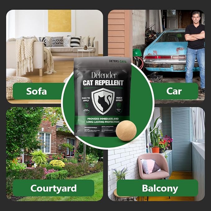 Cat Repellent Outdoor, Peppermint Cat Repellent, Safe for Kids & Pets, Naturally Keep Cats Out of Lawn/Yard/Garden/Home, Indoor and Outdoor Use Cat Repellant, Lasting Protection, 8 Packs