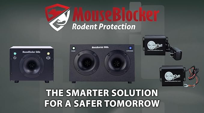 Mouse Blocker Prox 12Volt High Powered Ultrasonic Mouse and Rodent Deterrent with with an Eviction Mode and Dual Strobing LEDs for Your Vehicle