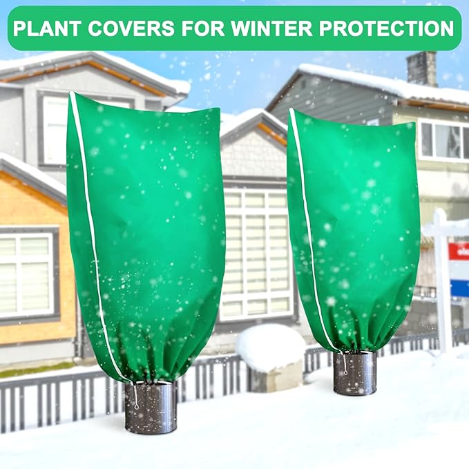 DQS 2 Pack Plant Covers Freeze Protection, 31.4" x47.2" Winter Frost Protection Blankets Frost Cloth,Suitable for Outdoor Winter Frost, Cold Weather, shrubs, Trees, Jackets, and coverings