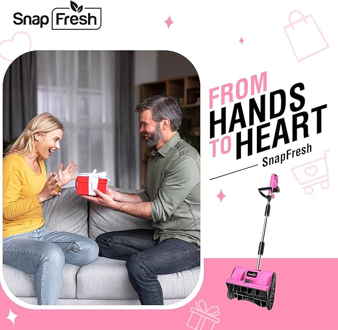 SnapFresh Cordless Snow Shovel, 12 Inch 20V Cordless Snow Shovel with 4000mAh Battery & Fast Charger(Pink)