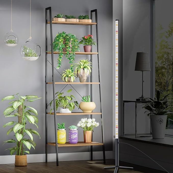 Standing Grow Lights for Indoor Plants Full Spectrum with 42W, 216 LEDs & 4ft Height,T10 Vertical Tall Plant Lights with On/Off Switch and Tripod Floor Stand for Large House Plants Growing