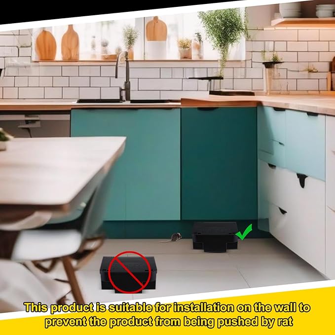 Qualirey 4 Pcs Rat Bait Station 8.86 x 7.28 x 3.62 Inches Rat Traps with Openable Lid, Blocks Boxes with Keys for Big Mouse, Keeps Children and Pets Safe Indoor & Outdoor, Bait Not Included (Black)