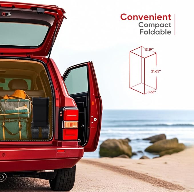 Collapsible Wagon Cart with 440lbs Weight Capacity, Heavy Duty Foldable Wagon with Big All-Terrain Wheels & Drink Holders, Utility Carts for Camping, Garden, Outdoor, Grocery, Sports. Black