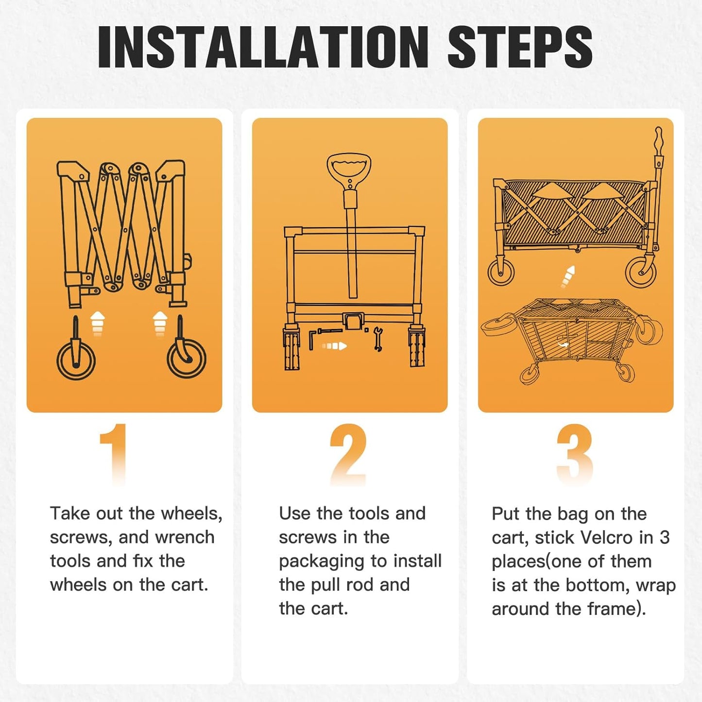 Wagon Cart Shopping Foldable Folding Collapsible with Wheels Big On Beach Garden Outdoor Grocery Heavy Duty Utility All Terrain Portable Wagons Carts for Groceries Sand Camping Sports Black