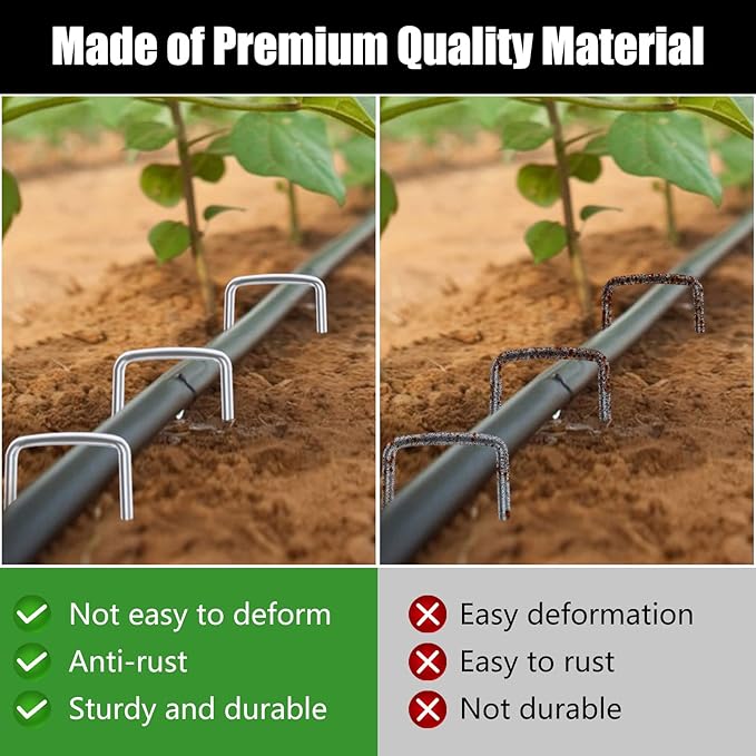 FEED GARDEN 4 Inch 50 Pack Galvanized Landscape Staples 11 Gauge Anti-Rust Garden Stakes Landscaping Fabric SOD Pins Yard Stakes for Weed Barrier Fabric