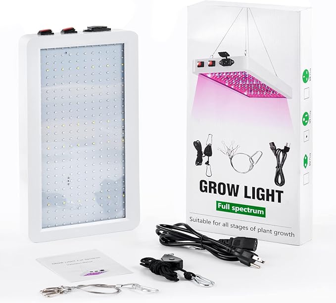 B1000W LED Plant Grow Light Dimmable,Best Grow Lights for Indoor Plants Full Spectrum, Seed Starting Seedlings Vegetable Hanging Growing Lamps, Double Switch Grow Light for Indoor Plants