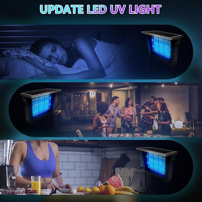 Powerful Solar Bug Zapper Outdoor for 2000 sq.ft with 13FT Extension Cord, Poartable Rechargeable Mosquito Zapper with High Powered, Cordless Solar Fly Zapper for Patio Garden Backyard RV Camping