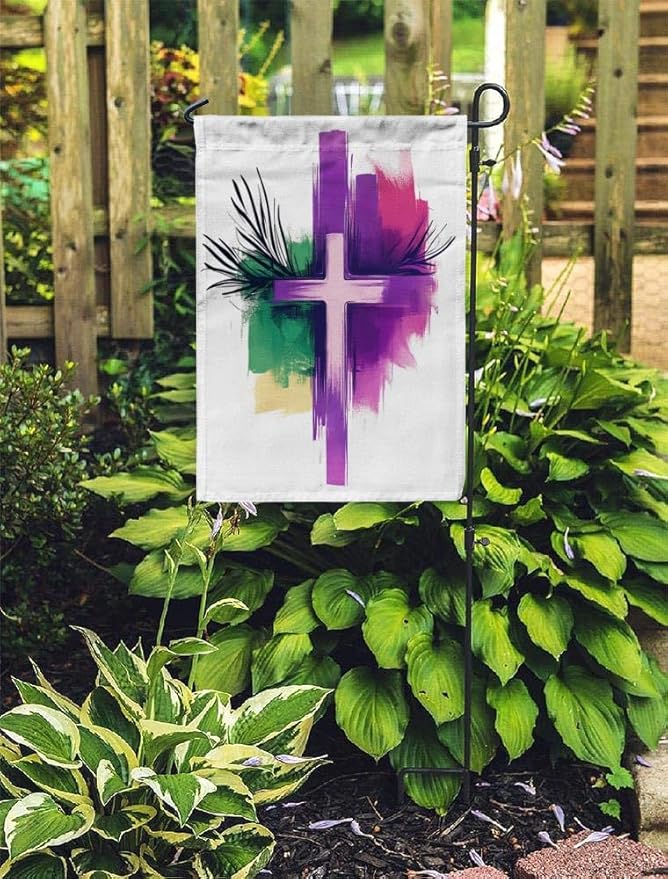 Cross Jesus Outdoor Garden Flag 12X18 Inches Double Sided Seasonal Garden Flag