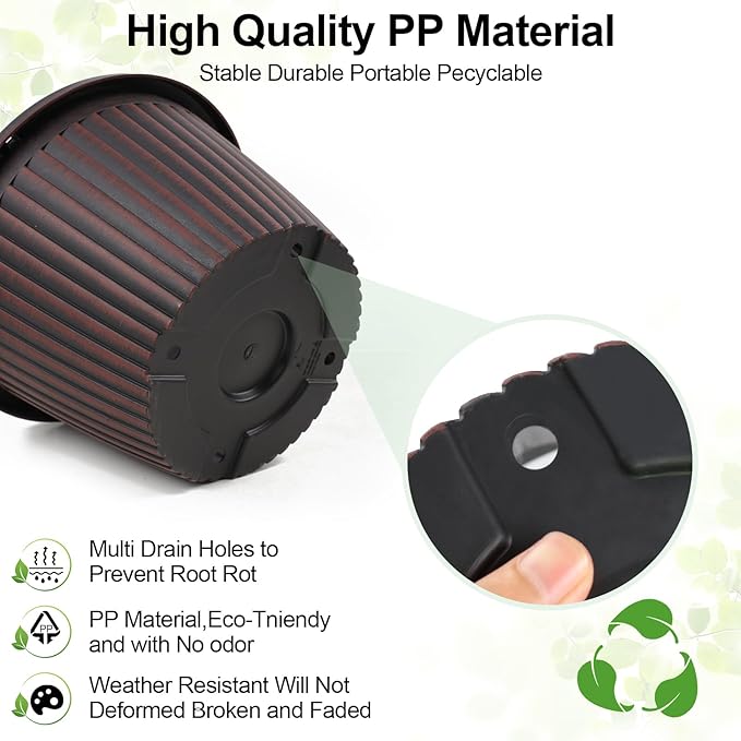 Large-Planter-Indoor-Outdoor Plant Pots, 12 inch 4 Pack Plastic Flower Pots with Saucer And Drainage Holes, Modern Garden Planters For Planting Medium Large Plants, Decorative Resin Garden Pots