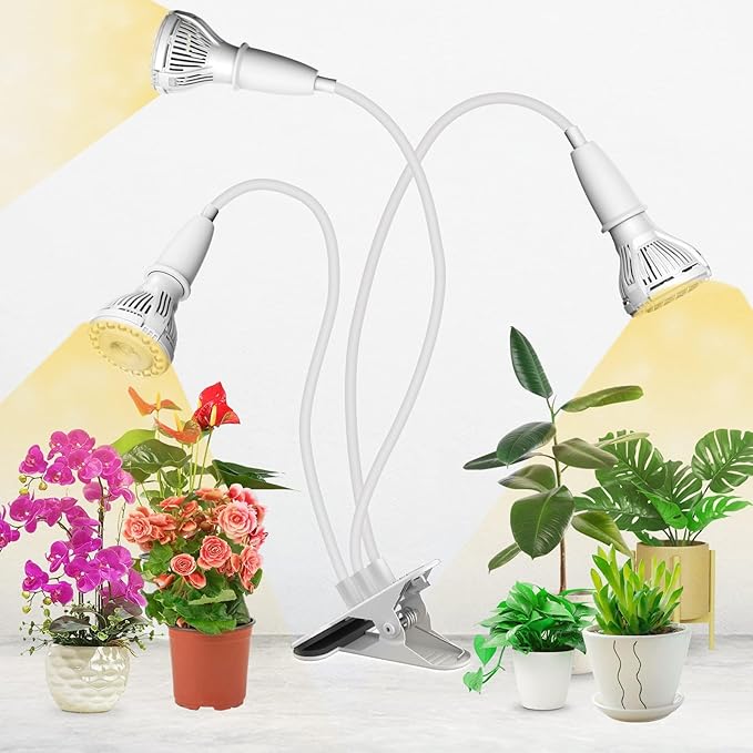 Grow Lights for Indoor Plants, LED 30 W Full Spectrum Bulb Replaceable Plant Light, 450 W Equivalent Clip on Grow Light with Optical Lens for Indoor Growing, Lifetime Free Bulb Replacement