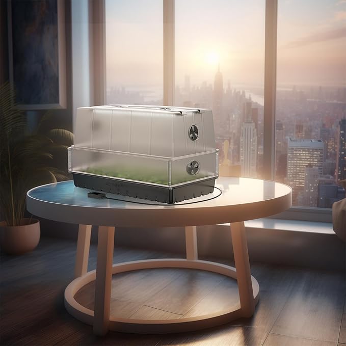 AC Infinity Heavy-Duty Large Humidity Dome w/Full Spectrum LED Grow Light Bars, Samsung LM301H EVO Diodes, Drip Tray, 6x12 Cell Seed Tray, 3mm Thick Dome, Vented Extension Panels, for Seed Starting