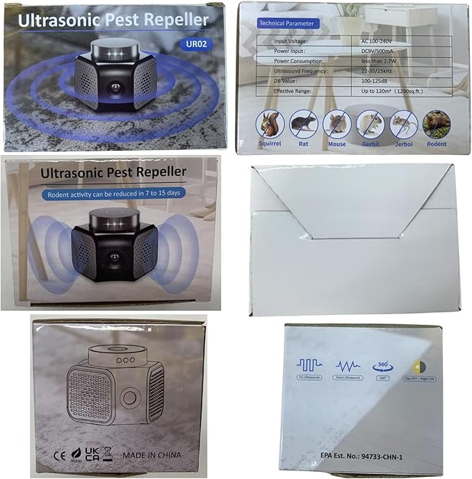 Mouse Repellent Ultrasonic Plug in, 360° Mice Repeller Indoor with 4-in-1 Pest Squirrel Rodent Deterrent Device for Attic House Garage Basement