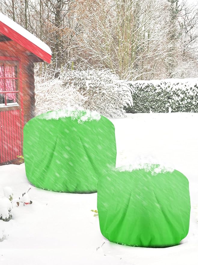 ANPHSIN 3 pcs Plant Covers Freeze Protection, 39.3in x 39.3in Shrub Tree Plant Protection with Drawstring, Frost Cloth Wraps Blanket Freeze Bags for Winter Outdoor Garden Potted Plants Green