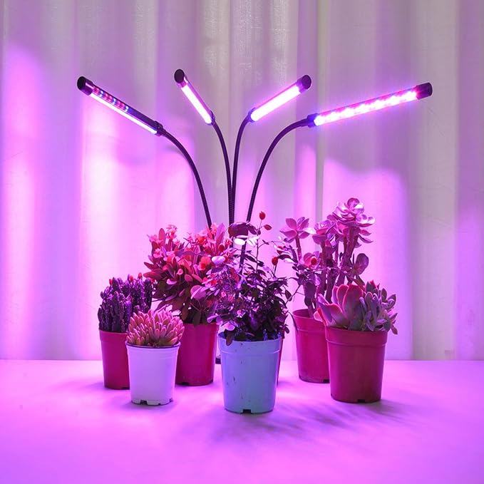 Grow Lights for Indoor Plants, Full Spectrum Plant Growing Lights with Auto On Off 3/9/12H Timer, 9 Level Dimmable, 3 Light Modes Clip on Grow Lamp for Indoor Seed Starting/Succulent, 2 Packs