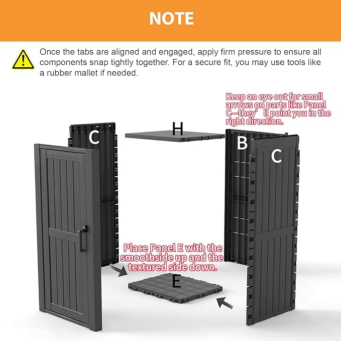 Shed Outdoor Storage Shed with Sloping Roof and Lockable Door, Resin Outdoor Storage Box Cabinet Waterproof and Multiple Hooks for Backyard, Patio, Poolside, Grey