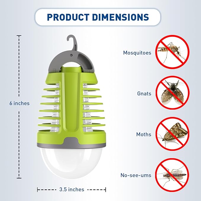Portable Bug Zapper Outdoor Indoor, Electric Mosquito Fly Killer Lamp with Three Lighting Mode, USB Rechargeable Light Bulb Zapper for Camping, Home, Patio (3 Pack)