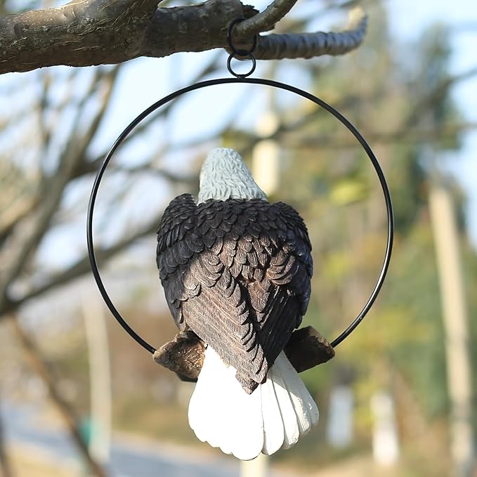 American Bald Eagle Statue with Solar Light - 11.81-inch Yard Art Resin Bald Eagle Decoration,for Patio, Garden, Lawn,Bald Eagle Gifts for Men