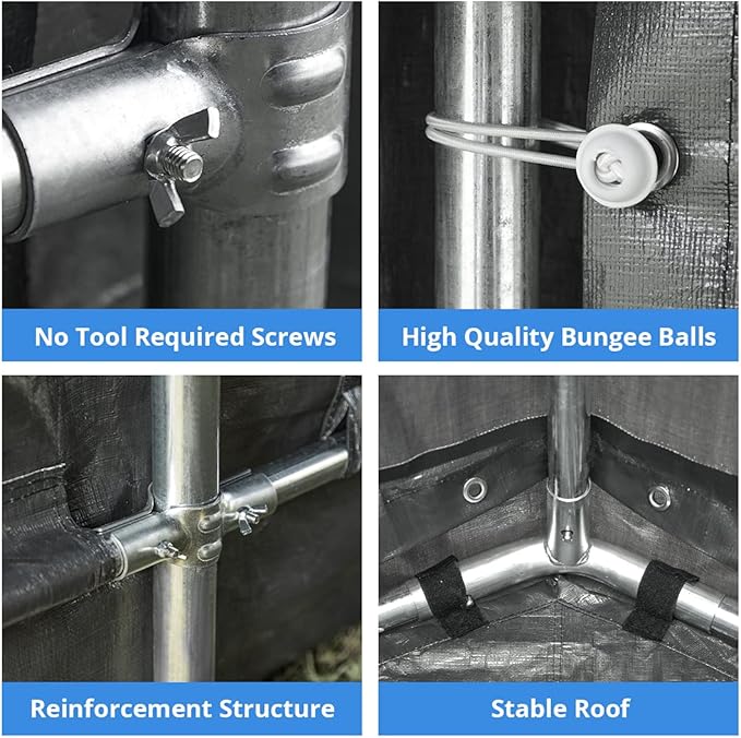 ADVANCE OUTDOOR 10X10 ft Heavy Duty Outdoor Patio Portable Canopy Storage Shelter Shed Carport with 2 Rolled up Zipper Doors & Vents for Snowmobile Garden Tools, Gray