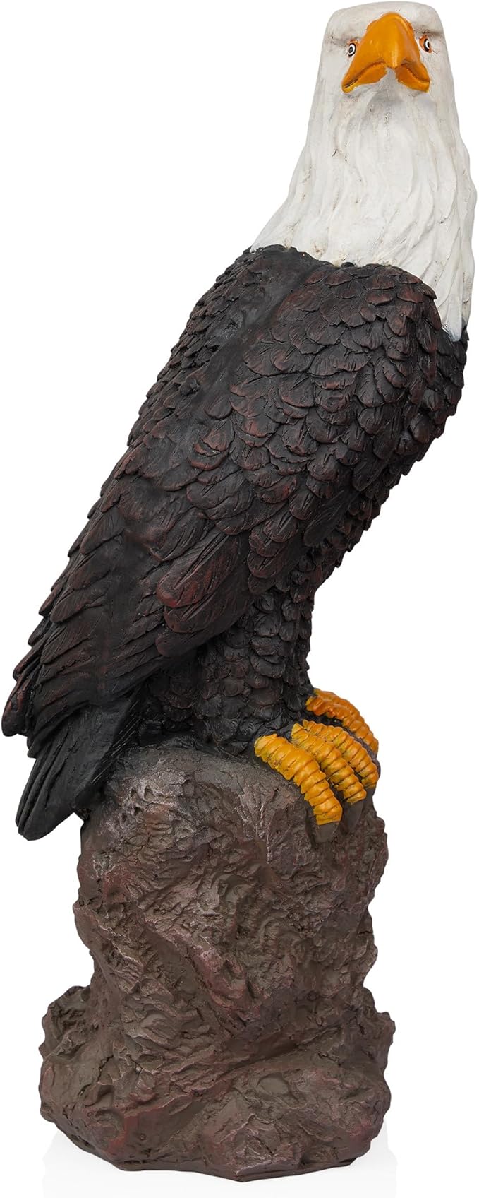 Alpine Corporation JUM582 27" Majestic Eagle on Rocks Garden Statue – Indoor Outdoor Patriotic Bird Sculpture, Durable Weather-Resistant MGO for Yard, Patio, Deck, Porch or Pathway