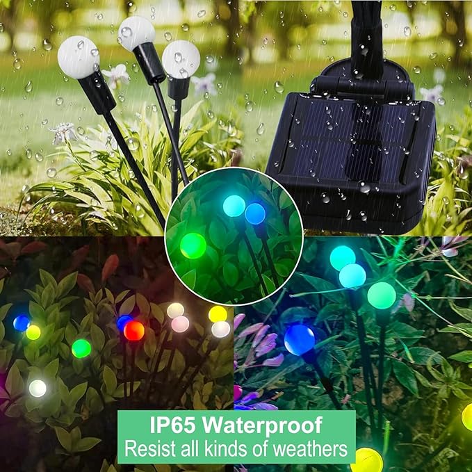 Solar Garden Lights Outdoor, 2 Pack 20 LED Solar Firefly Lights Waterproof, Sway by Wind, Swaying Light for Yard Patio Backyard Garden Planter Flower Bed Pathway Outdoor Decoration (Multicolor)