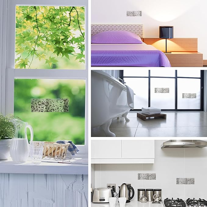 60 Pcs Window Fly Traps for Indoor/Outdoor, Insect, Bugs, Fly & Fruit Fly Glue Sticky Adhesive Insect Killer - Easy to Use, Waterproof, Disposable, Non-Toxic, and Odorless, Economic Pack