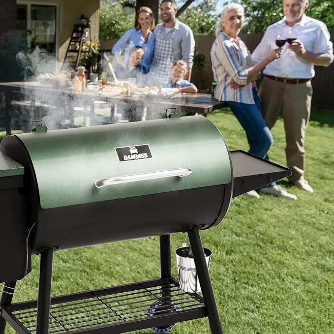 Wood Pellet Smoker BBQ Grill with Latest PID Technology LCD Controller 8 In 1 Pellet Grill with Auto Temperature Control and Meat Probe, 565 SQ.IN Cook Area for Home Party