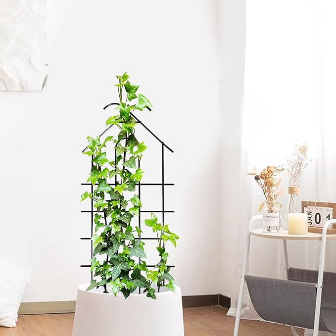 ARIFARO 24'' Metal Garden Trellis Indoor/Outdoor Sturdy Plant Trellis for Potted Plants,House Plants, Climbing Vines, Pack of 4, Black