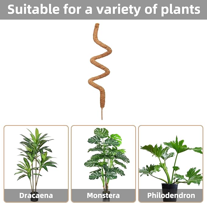 60 Inch Moss Pole for Plants,Bendable Moss Pole for Plants Monstera,Handmade Coir Plant Support Stakes for Potted Plants, Pothos