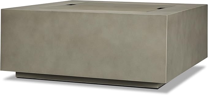 Real Flame Aegean 36”in Square Propane or Natural Gas Fire Pit Table, 50,000 BTU, Powder-Coated Steel, Push-Button Ignition, CSA Certified, Lava Rock, Storage Cover, Stainless Steel Burner with Lid