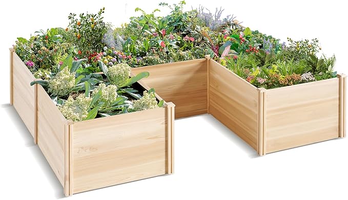 PaPaJet Wooden Raised Garden Bed, Large Deep Planter Box for Outdoor Gardening, Vegetables, Flowers, and Herbs, 7.5×6.0×1.6FT