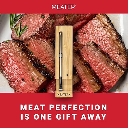 MEATER Plus: Smart Bluetooth Wireless Meat Thermometer Digital | BBQ, Grill, Oven, Smoker, Air Fryer, Kitchen | Perfect for Steak, Chicken, Turkey, and More | Delicious Recipes in App