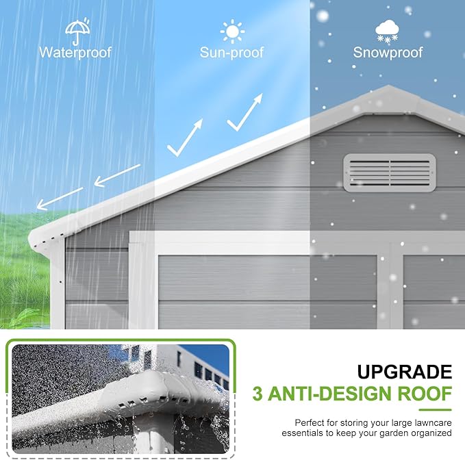 6x3 Shed Resin Outdoor Storage with Floor Included, Waterproof Lockable Small Plastic Garden Tool Shed Cabinet