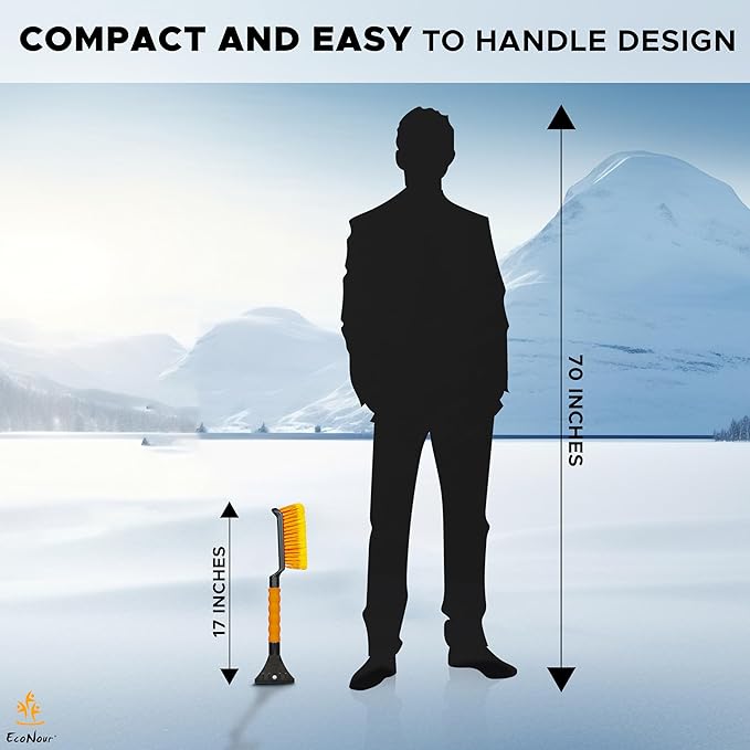 EcoNour 17" Snow Brush & Ice Scraper for Car Windshield | Automotive Snow Brush with Ergonomic Foam Grip | Heavy-Duty Winter Car Accessories | Ideal for Effortless Snow Removal in Cars